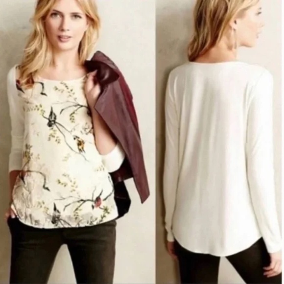 Deletta Oak Song Bird Floral Velvet Boho Peasant Hipster Hippie Art Blouse Top - Picture 2 of 3